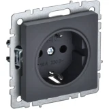 IEK BRITE Розетка 1-местная с заземлением без защитных шторок 16А РС11-1-0-БрГ графит
