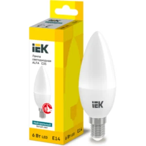 IEK Лампа светодиодная ALFA C35 свеча 6Вт 230В 4000К E14 - LLA-C35-6-230-40-E14 IEK Лампа светодиодная ALFA C35 свеча 6Вт 230В 4000К E14 - LLA-C35-6-230-40-E14