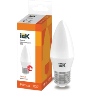 IEK Лампа светодиодная C35 свеча 9Вт 230В 3000К E27 - LLE-C35-9-230-30-E27 IEK Лампа светодиодная C35 свеча 9Вт 230В 3000К E27 - LLE-C35-9-230-30-E27