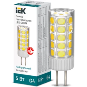 IEK Лампа светодиодная CORN капсула 5Вт 12В 4000К керамика G4 - LLE-CORN-5-012-40-G4 IEK Лампа светодиодная CORN капсула 5Вт 12В 4000К керамика G4 - LLE-CORN-5-012-40-G4