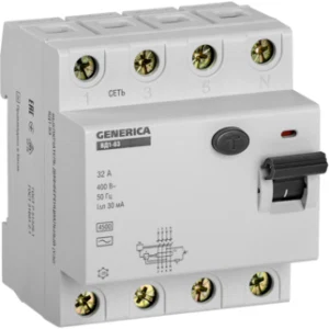 IEK Выключатель дифференциальный (УЗО) ВД1-63 4Р 32А 30мА GENERICA - MDV15-4-032-030 IEK Выключатель дифференциальный (УЗО) ВД1-63 4Р 32А 30мА GENERICA - MDV15-4-032-030